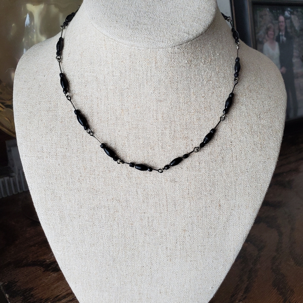 15" Black beaded necklace